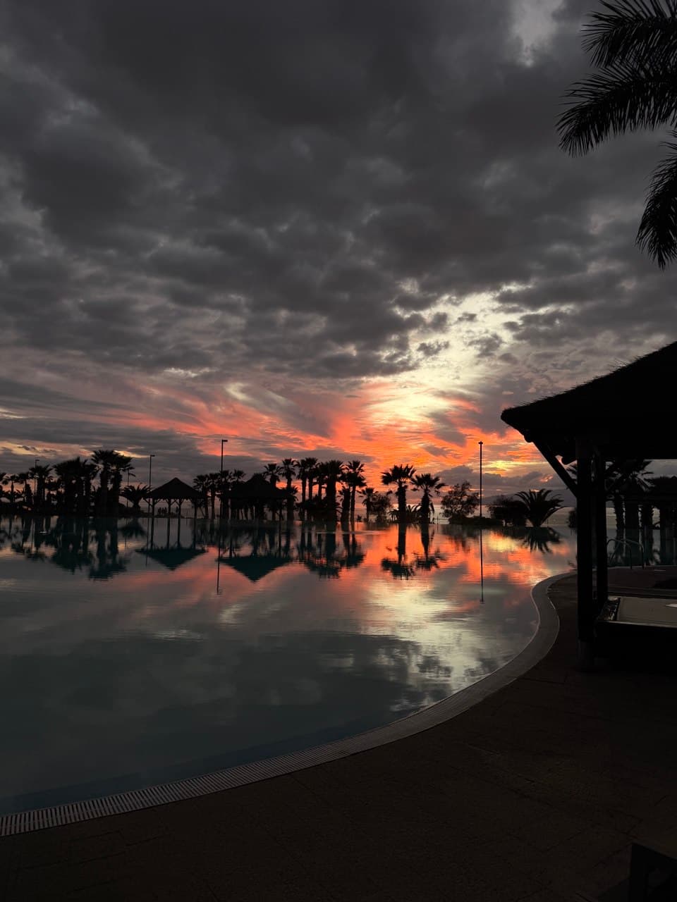 Tenerife infinity pool at sunset